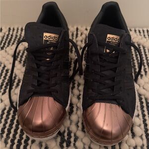 Adidas Black Sneakers with Rose Gold Toecap